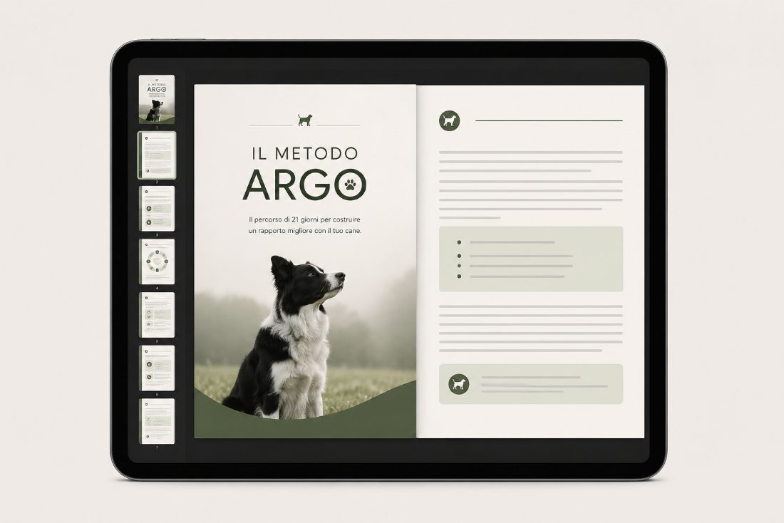 L'ebook del Metodo Argo aperto su un tablet